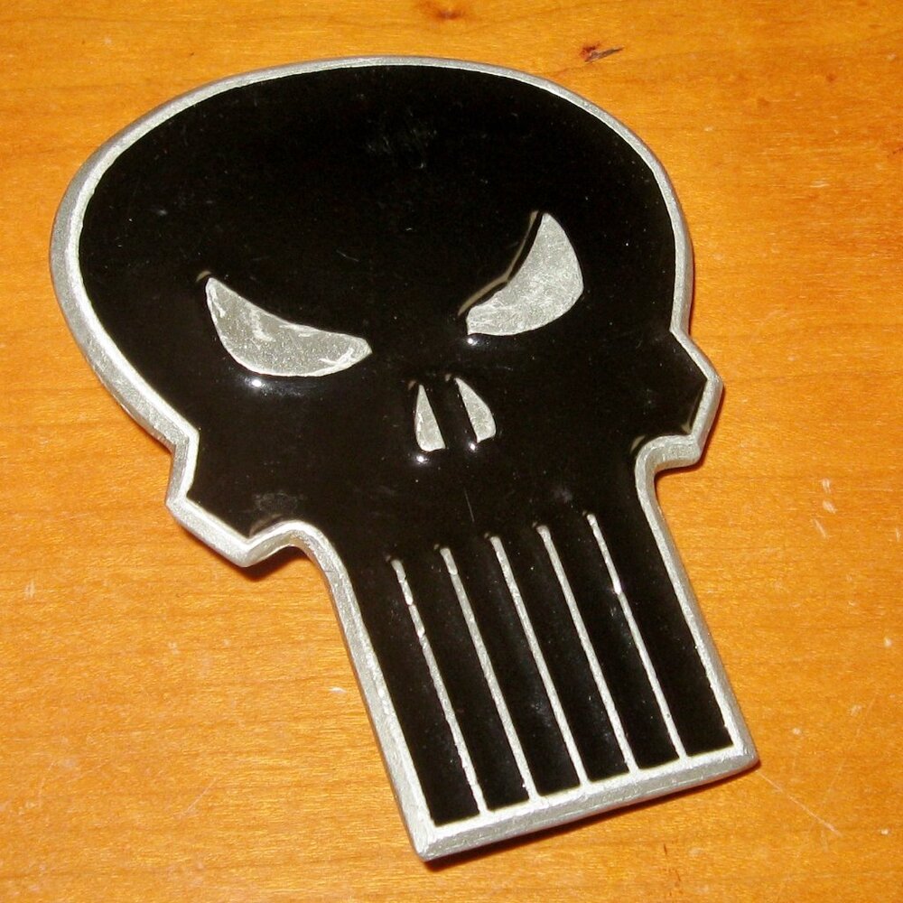 Vintage Marvel The Punisher Skull Belt Buckle 2005 Mobtown Chicago Made USA